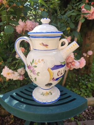 ANCIEN POT CHEVRETTE PHARMACIE APOTHICAIRE OL : CAMPH : FAÏENCE D'ART CLAMECY CR - Photo 1/4