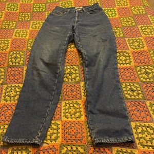 Vtg LL Bean Vintage Flannel Lined Jeans Original Fit Women’s 8 M/T Blue Red - Picture 1 of 7
