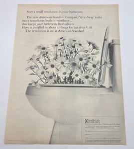 American Standard Toilets Vintage Print Ad 60 Bathroom Fresh Compact Vent-Away - Picture 1 of 6