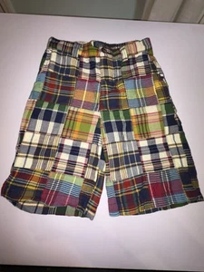 Polo Ralph Lauren Shorts Boys Youth 7 Patchwork Madras Preppy Y2K Grunge Plaid - Picture 1 of 11