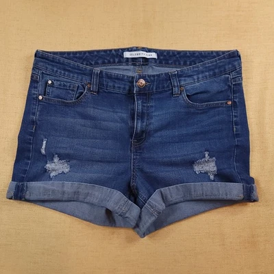 Celebrity Pink Women's Stretch Cuffed Distressed 3" Inseam Jean Shorts Size 16 - Image 1 of 4