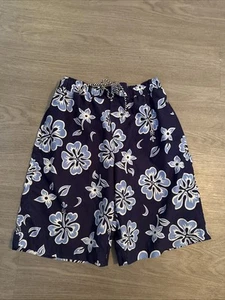 Land's End Boys Navy Floral Hawaiian Print Swim Trunks XL - Picture 1 of 6