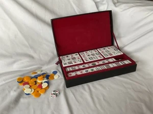 Vintage Mahjong Set In Case 148 Green Tiles - Picture 1 of 13