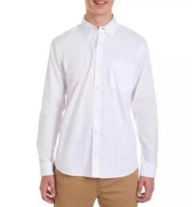 Nautica Big Boys Long Sleeve Stretch Button Collar Oxford White Size M - Picture 1 of 8