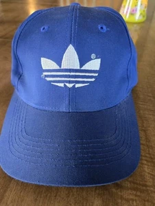 Vintage Adidas Trefoil Adjustable Blue Hat Logo Baseball Cap Hat EUC Free Ship - Picture 1 of 6