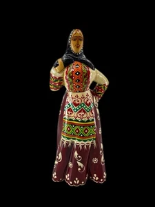 Hand Painted Travel Souvenir Doll ABV 96r Folk Art Woman Figurine Wood 5.5” Tall - Picture 1 of 8