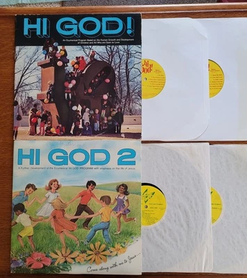 Hi God 1 + 2 4LP LOT Rev Carey Landry Carol Jean Kinghorn LP Ecumenical Children — 第 1/4 张图片