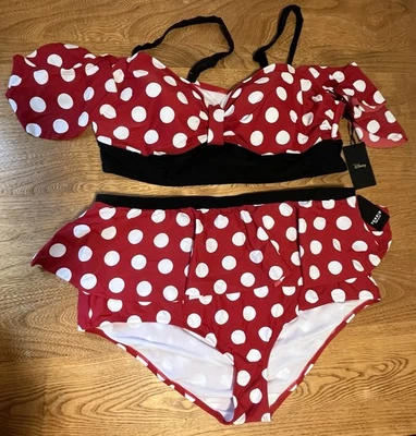 Torrid Disney Minnie Mouse 2 Piece Ruffled Swimsuit Red Size 22-24 3X NWT - Image 1 of 4