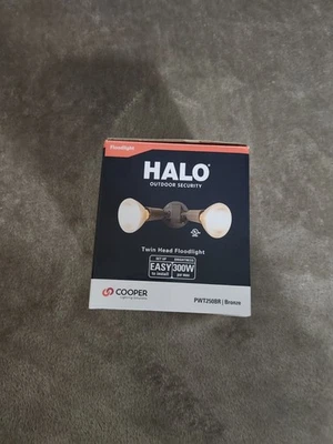 Halo 300watt Outdoor Security Twin Head Floodlight Fixture (PWT250BR) Bronze - Image 1 of 3