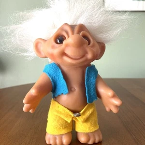 Vintage 1977 Thomas Dam Troll Doll Made in Denmark 7” Tall Amber Eyes - Picture 1 of 17