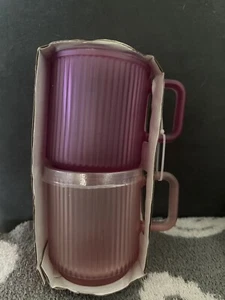 Dwell Studio Elegant pink and purple Set Of Two Glass Coffee Mugs NEW - Picture 1 of 3