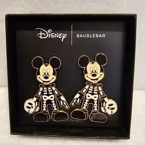 Baublebar Disney Halloween Mickey Skeleton Dangle Earrings Glow-in-the-Dark NIB - Picture 1 of 4