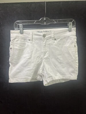 女式褪色荣耀 4 码白色袖口底部棉质短裤 — 第 1/4 张图片