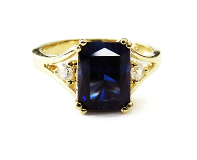 14K Yellow Gold Blue Cubic Zirconia Band Ring ~ 3.5g - Image 1 of 4