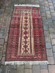 ALTER BELUTSCH TEPPICH ORIENTTEPPICH AFGHANE WOLLE HANDGEKNÜPFT 183x92cm - Bild 1 von 15