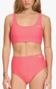 PUMA Women's Crop Bikini Top & Bottom Women’s SZ Large Pink Sport Athletic NEW - Picture 1 of 5