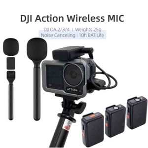 For DJI OSMO ACTION 4/3/2 Camera 1 to2 Microphone Handheld Stick w/Adapter Cable - Bild 1 von 9