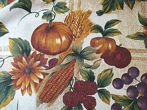 TABLECLOTH FALL THANKSGIVING HARVEST 80" X 60" PUMPKINS GRAPES CORN ORANGE GREEN - Picture 1 of 5