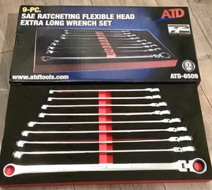 ATD 9pc XL Double Box SAE Ratcheting Spline Flex Wrench Set w/Foam Tray #6509 - Picture 1 of 6