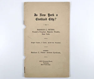 Is New York A Civilized City? Madison Clinton Peters Booklet Free Preacher NYC - Foto 1 di 5