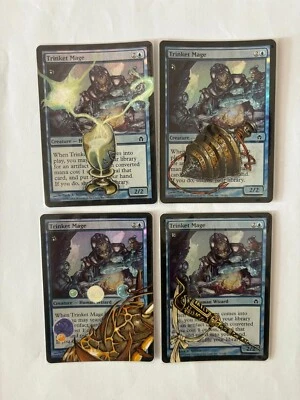 MTG 4X FOIL FIFTH DAWN TRINKET MAGE ALTERED MAGIC THE GATHERING BLUE CREATURE - Image 1 of 4