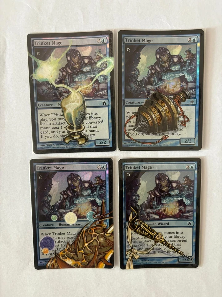 MTG 4X FOIL FIFTH DAWN TRINKET MAGE ALTERED MAGIC THE GATHERING BLUE CREATURE - Image 1 of 4
