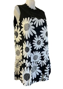 NWT-VICTORIA BECKHAM WOMENS DAISY SWING DRESS,LINED, 2XL,BLACK/WHITE,100% COTTON - Picture 1 of 11