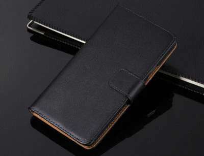 UK Luxury black real leather stand case with card slot for HUAWEI MOBILE - Image 1 of 4