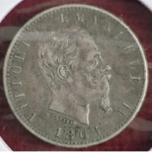 1863-M BN Italy Silver 20 Centisimi - VF - Picture 1 of 2