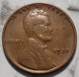 1937 P Philadelphia U.S. Lincoln Wheat Penny Free S&H BIN531 - Picture 1 of 2