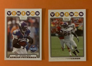 2008 TOPPS ADRIAN PETERSON White Border #65 + (1) 2008 #298.🔥👀🏈