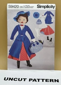 Simplicity Pattern S9420 17" Stuffed Doll & Clothes Coat Hat Boots Skirt UC FF - Picture 1 of 3