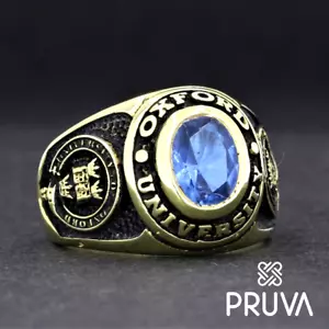 ANILLO DE PLATA 925K PERSONALIZADO CHAPADO EN ORO GRADUACIÓN UNIVERSITARIA OXFORD 2024 17mm Y27 - Imagen 1 de 8