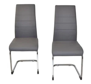 Esszimmerstuhl Schwingstuhl Schwingsessel Freischwinger Stuhl 2er-Set grau - Bild 1 von 5