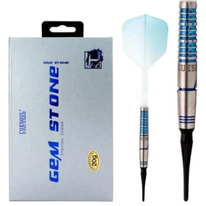 CUESOUL Blue Gem Stone 20 gram 90% Tungsten Soft Tip Dart Set w/ ROST Flights - Picture 1 of 10