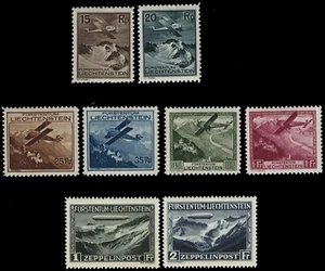 SAVOYSTAMPS-LIECHTENSTEIN STAMP-AIRPOST SET-SCOTT# C1-C8-MH-CV $ 385 - Picture 1 of 1