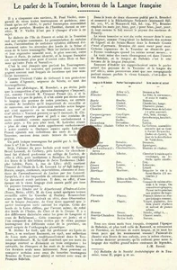 LE PARLER DE TOURAINE / ADP PAR JM ROUGé / LANGAGE 1923 - Foto 1 di 1