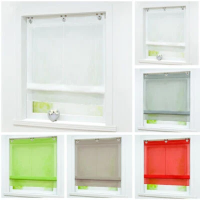 Raffrollo Ösenraffgardine Voile Transparente Vorhang Haken Gardine Küche Modern - Bild 1 von 4