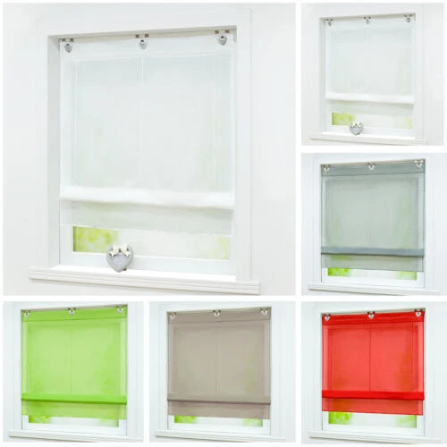 Raffrollo Ösenraffgardine Voile Transparente Vorhang Haken Gardine Küche Modern - Bild 1 von 4