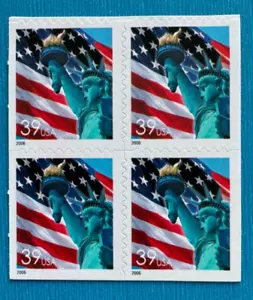US Stamps Scott 3985 Flag and Statue of Liberty 2006 39c bklt pane of 4 M/NH - Picture 1 of 2