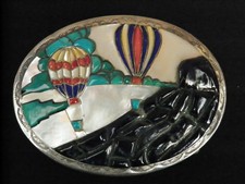 New ListingVintage Signed Sterling Silver & Inlay Balloons Belt Buckle - 71 Grams