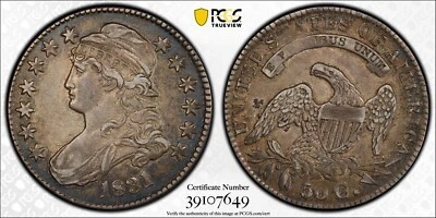 Medio dólar busto tapado 1831 graduación profesional XF45 Foto 1 de 4