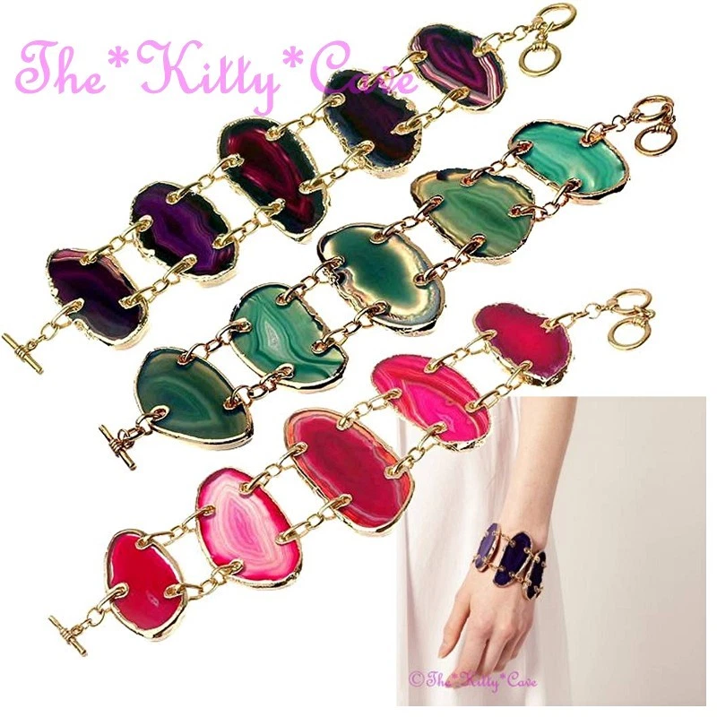 Puño de pulsera palanca gema de roca drusa en rodajas orgánicas semipreciosas calcedonia ágata ágata Foto 1 de 1