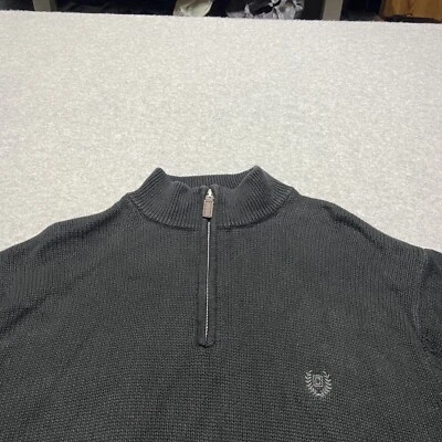 Chaps Sweater Mens 2XL 1/4 Zip Black Pullover Long Sleeve Knit Cotton XXL - Image 1 of 4