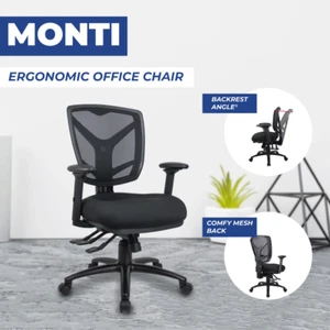 Mesh Chair Monti Ergonomic Office Task Desk Chair Arms AFRDI Seats 135kg Tested - Picture 1 of 12