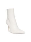 STEVE MADDEN Womens White Via Pointed Toe Stiletto Leather Booties 9 M