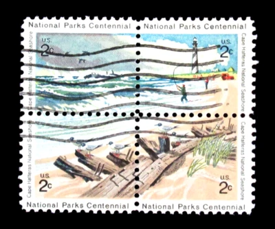 US Stamp Scott 1451a National Parks Centennial 2 Cent Block of 4 - Image 1 of 2