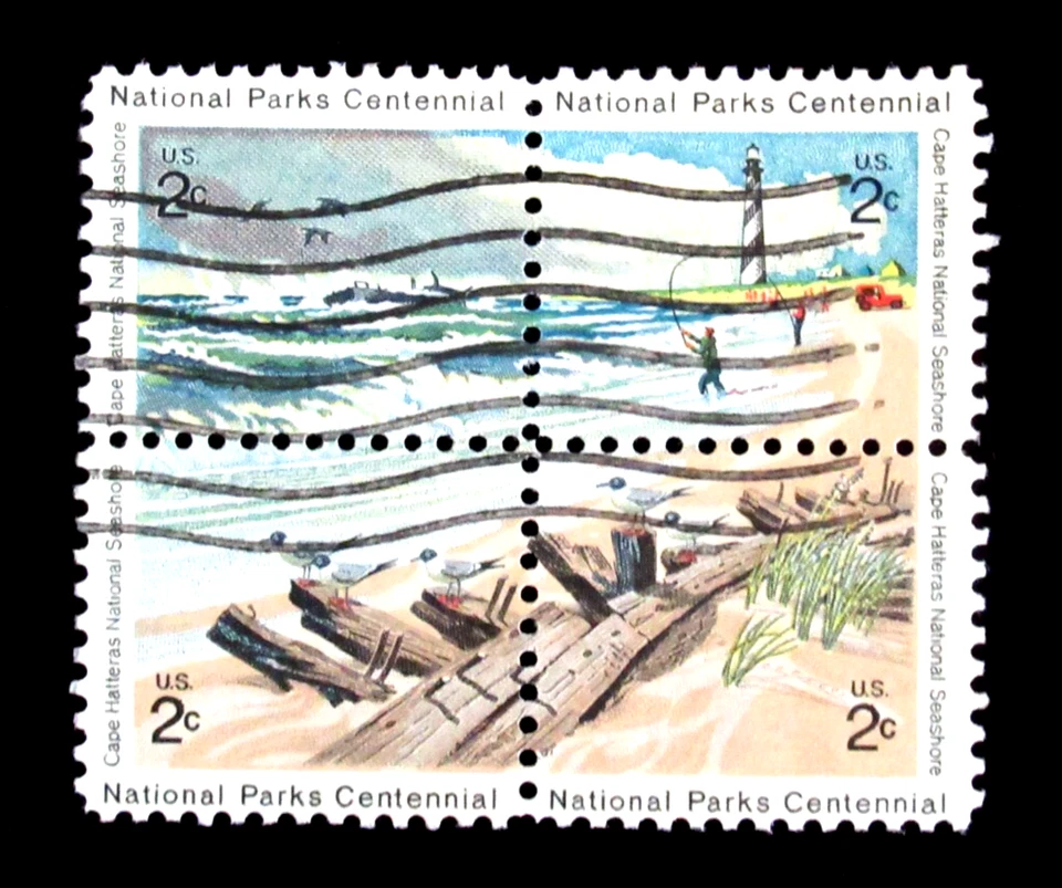 US Stamp Scott 1451a National Parks Centennial 2 Cent Block of 4 - Image 1 of 2