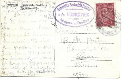 1930 DUBROVNIK STEAM SHIPPING S/S DUBROVNIK ON POSTCARD COVER - Image 1 of 2