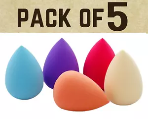 Paquete de 5 esponjas de maquillaje de belleza base licuadora tampón aplicador impecable suave - Imagen 1 de 9